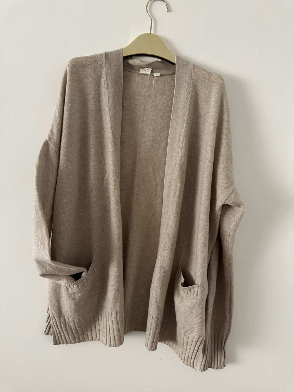 GAP Open-Front Cardigan in Taupe Beige
